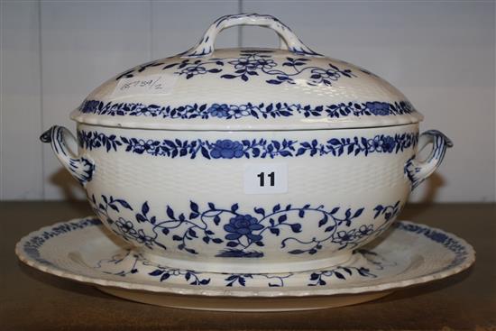 Mintons blue and white soup tureen, cover and stand